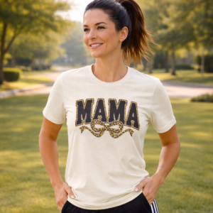 Mama Leopard Print Bow Shirt