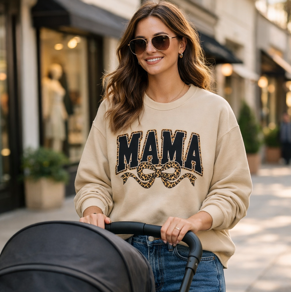 Mama Leopard Print Bow Shirt - Image 2