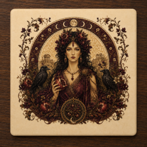 Persephone Lady of the Underworld Ceramic Coaster
