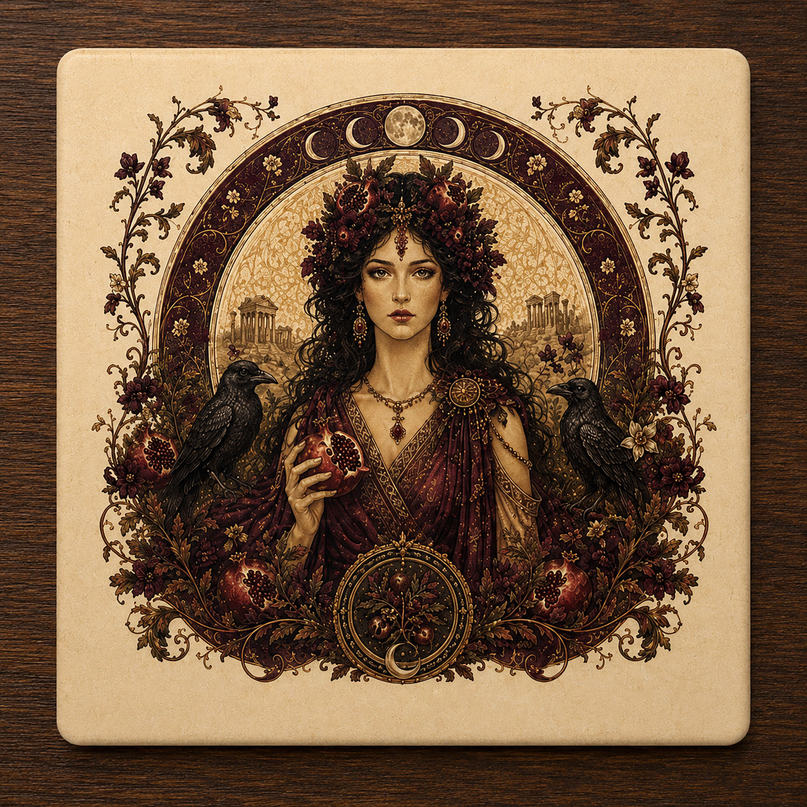 Persephone Lady of the Underworld Ceramic Coaster