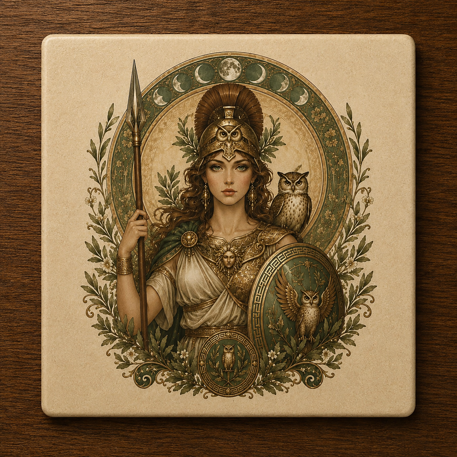 Athena Keeper of Wisdom Ceramic Coaster