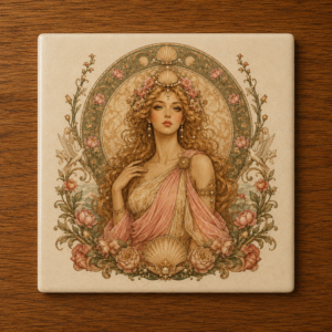 Aphrodite Lady of Love & Beauty Ceramic Coaster