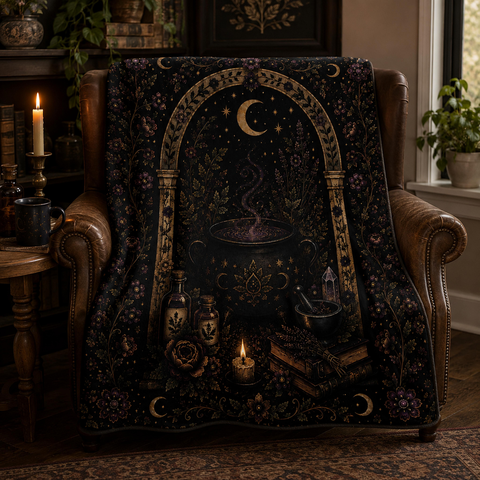 Midnight Cauldron Grove Fleece Sherpa Blanket - Image 2