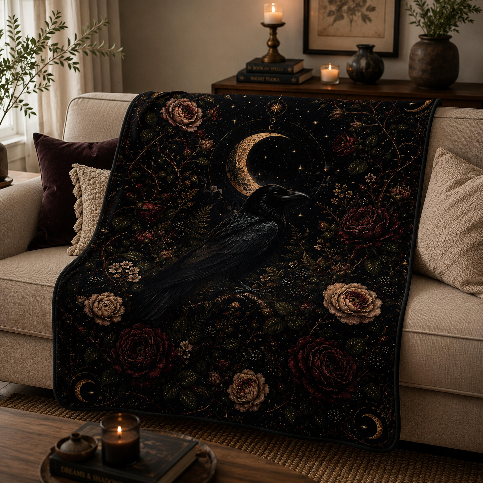 Raven Moonkeeper Fleece Sherpa Blanket - Image 2