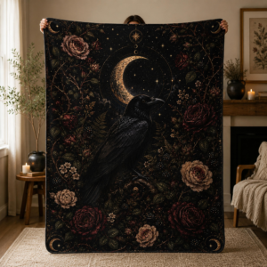 Raven Moonkeeper Fleece Sherpa Blanket