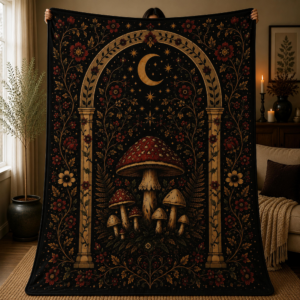 Mushroom Grove Fleece Sherpa Blanket