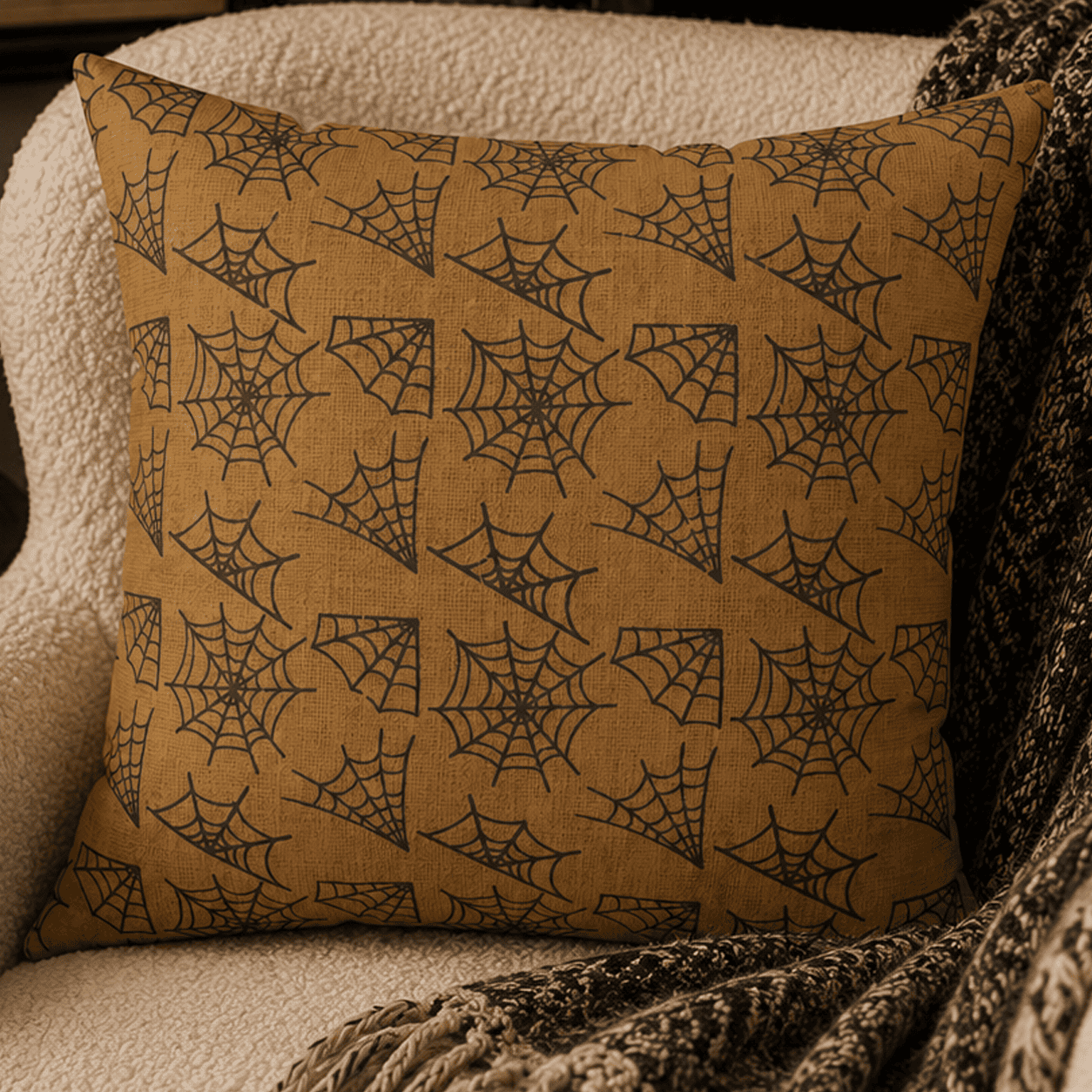 Spellwoven Webs Throw Pillow
