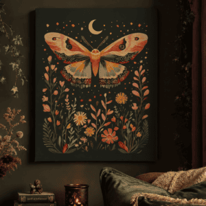 Moonlit Moth Meadow Canvas