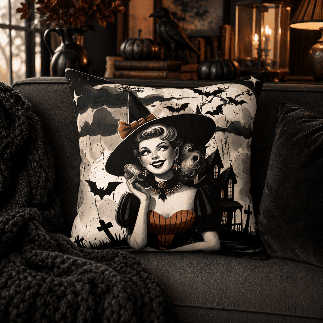 Batty and Beautiful Throw Pillow