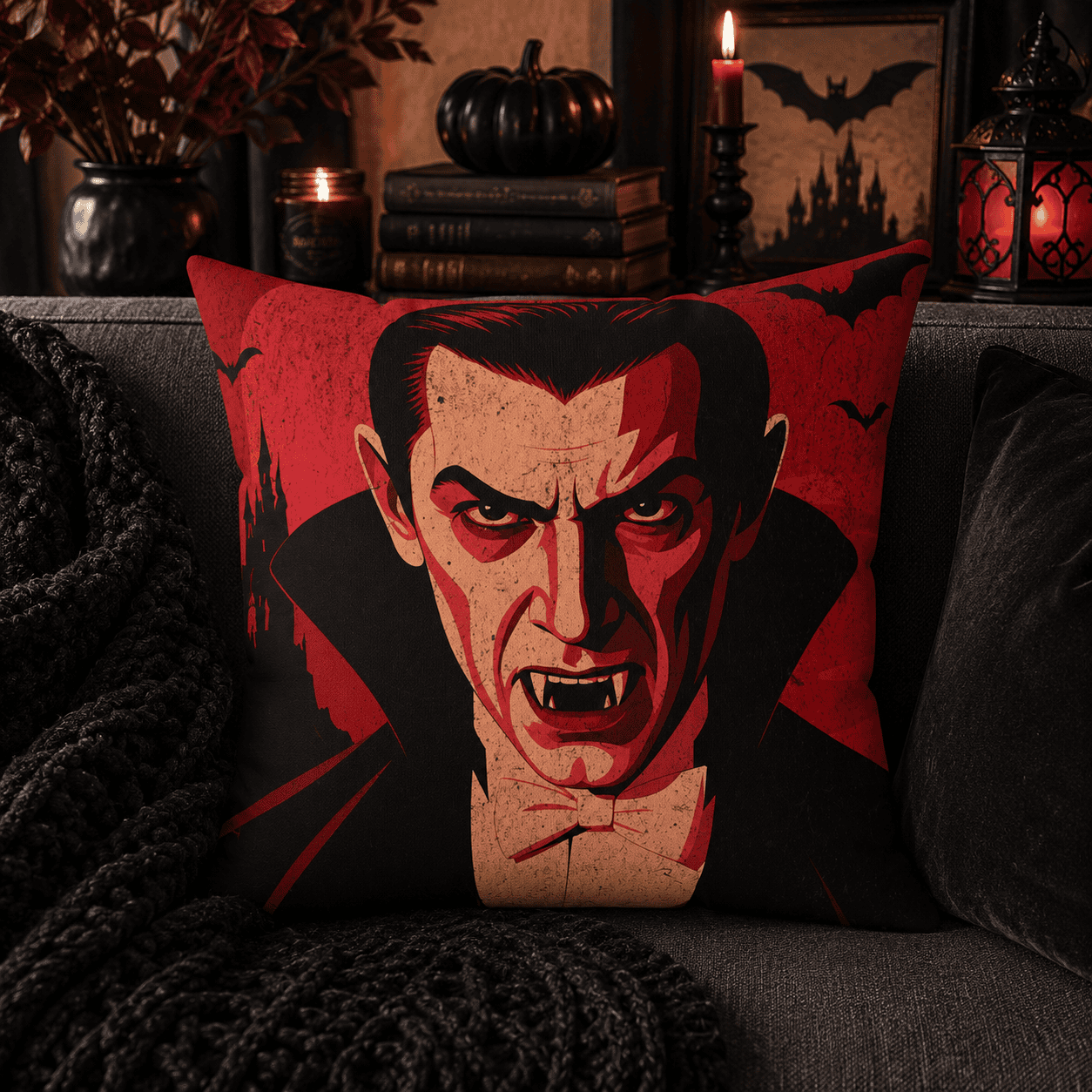 Dracula After Dark Throw Pillow