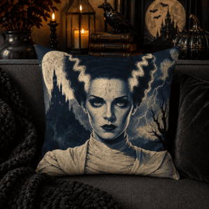 Bride of Frankenstein Awakens Throw Pillow