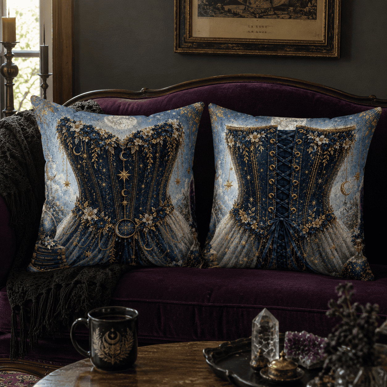 Enchanted Skies Corset Throw Pillow