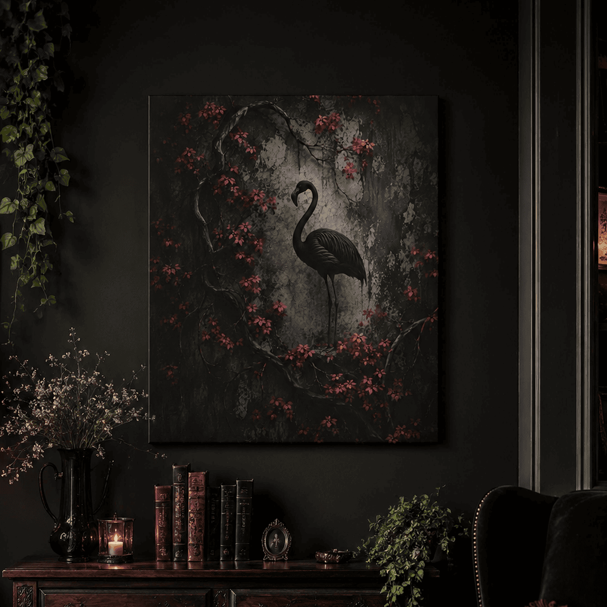 The Midnight Flamingo Canvas