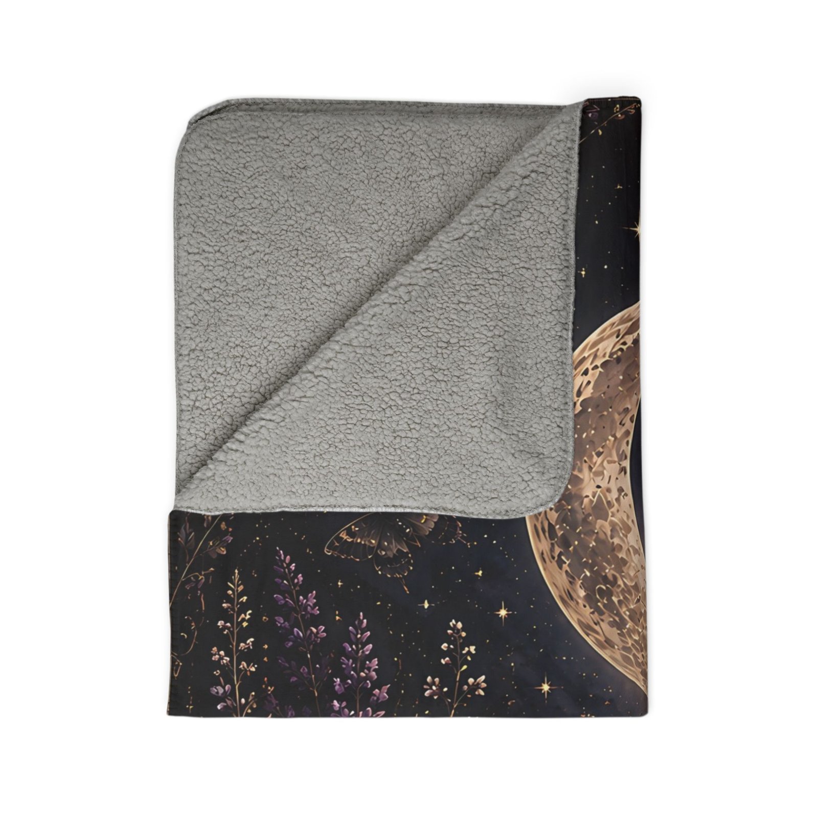 Midnight Cat Companion Fleece Sherpa Blanket - Image 4