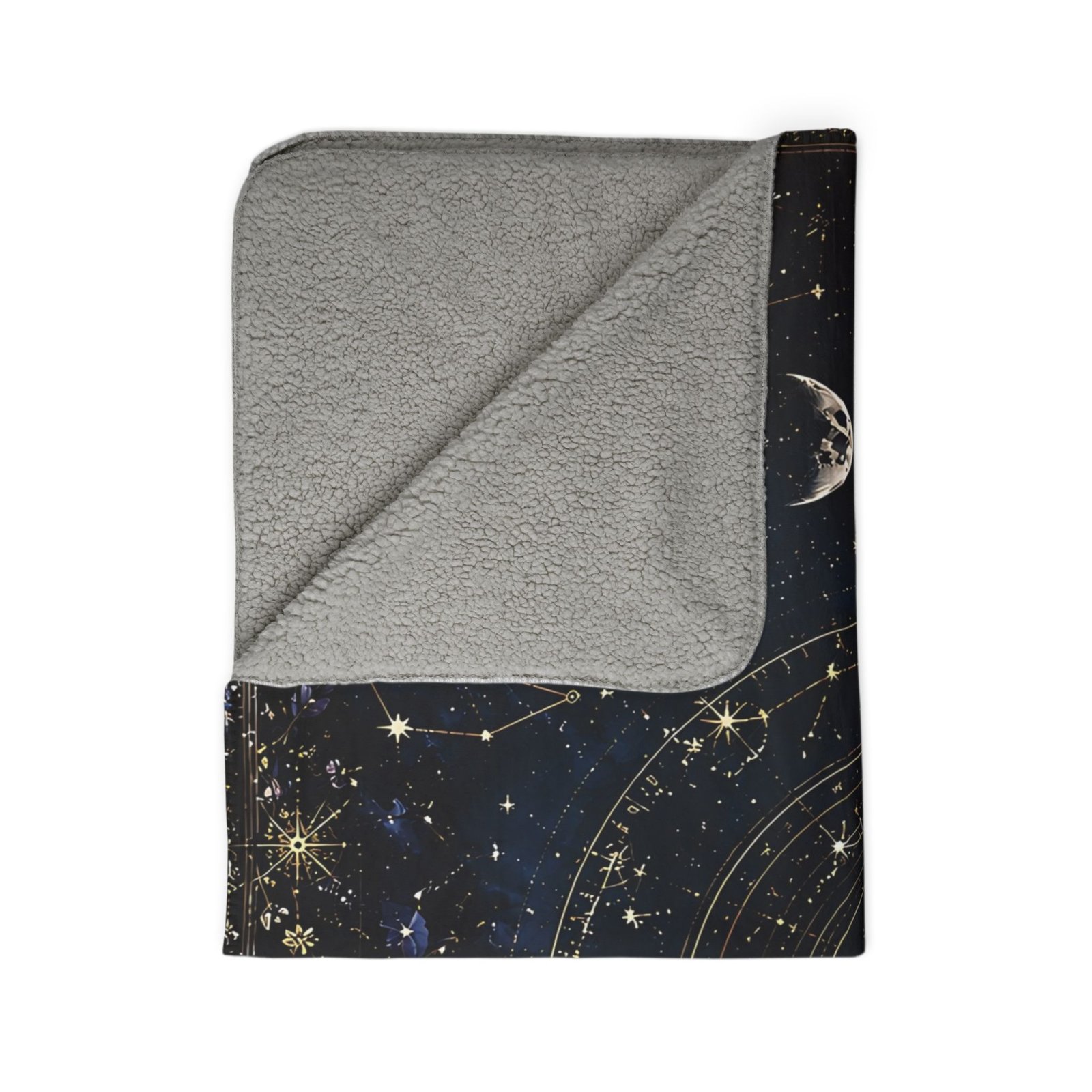 Midnight Moon Garden Fleece Sherpa Blanket - Image 4