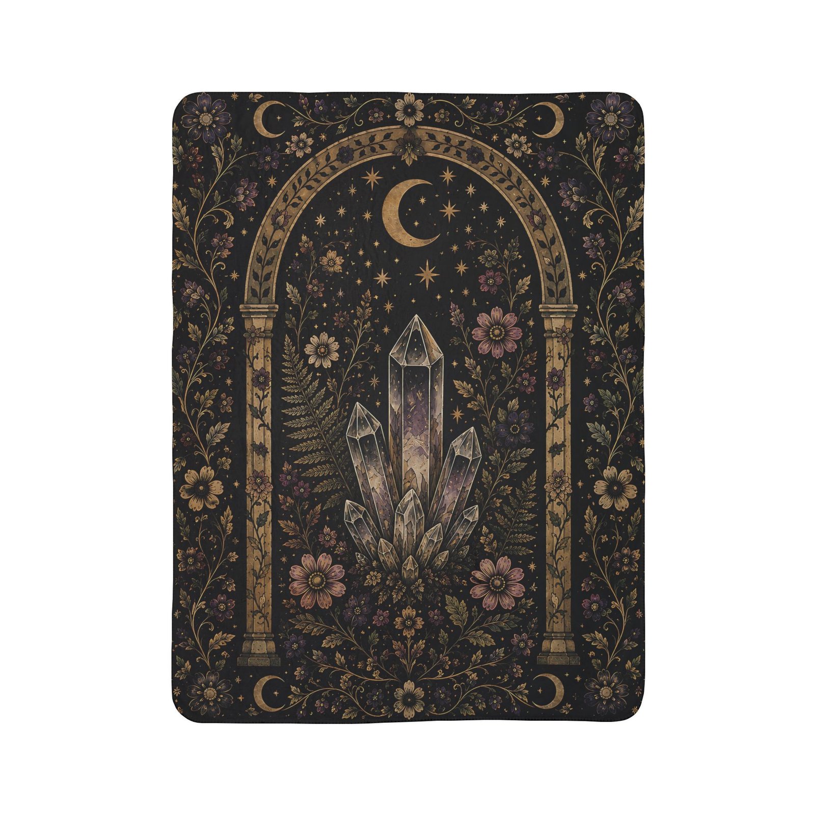 Moonlit Crystal Grove Fleece Sherpa Blanket - Image 3