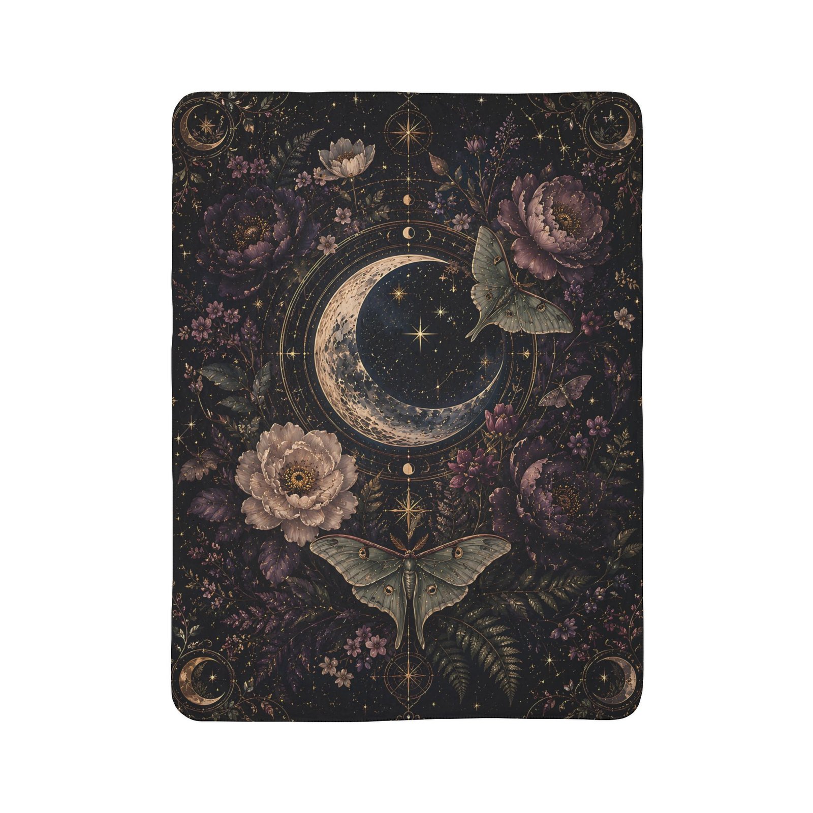 Moonbound Moth Fleece Sherpa Blanket - Image 3